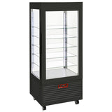 Display 4 sides T° negative, 5 glass shelves, ventilated, 480 Lit, BLACK