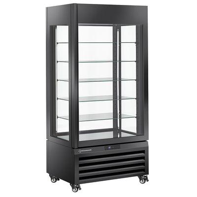 Vitrine 600 Lt., 5 glashylder, ventileret - IS & DESSERT - SORT