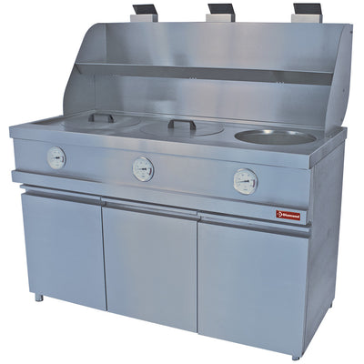 Gas fryer HEAVY DUTY, 3 round tanks, mechanic