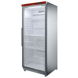 Ventileret køleskab GN 2/1, glasdør, 600 liter. rustfrit stål