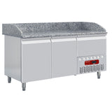 Kølet bord 2 døre 600x400, 1 neutral skuffe (4x bakker 600x400) + Kit 6 SST hjul til borde, drejbare, 2 med bremser