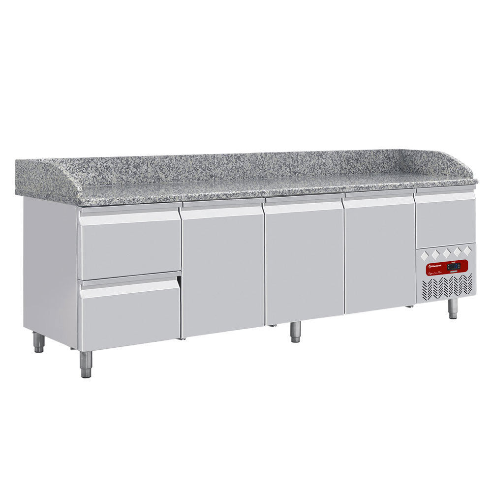 Kølediske 3 døre 600x400, 2 neutrale skuffer (8x bakker 600x400) + utensilskuffe