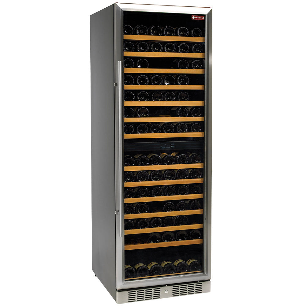 Glaseret vinkælder, ventileret, 375 l, dør i rustfrit stål, 2 °C, SORT