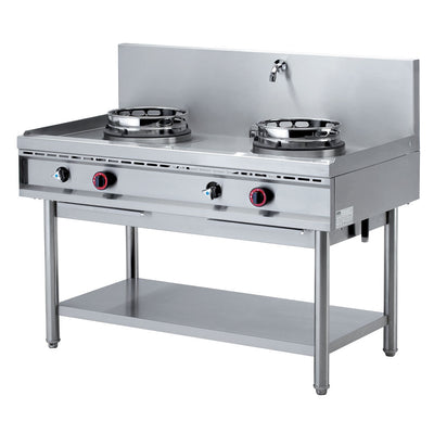 Gas wok stove, 2 burners (13 kW)