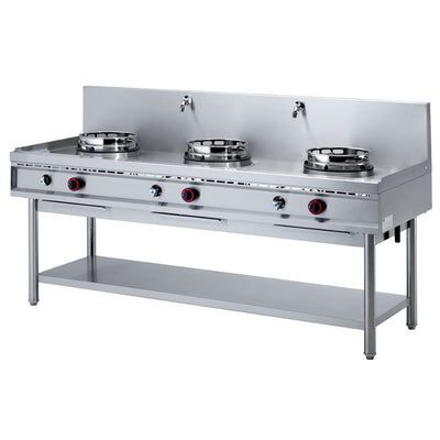Gas wok stove, 3 burners (13 kW)