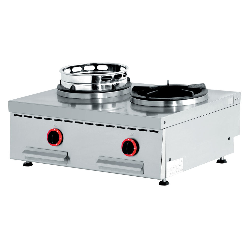 Tabletop gas wok burner, double burner (2x 13 kW)