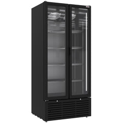 Drink display positive ventilated, 804 liters, 2 hinged doors, BLACK