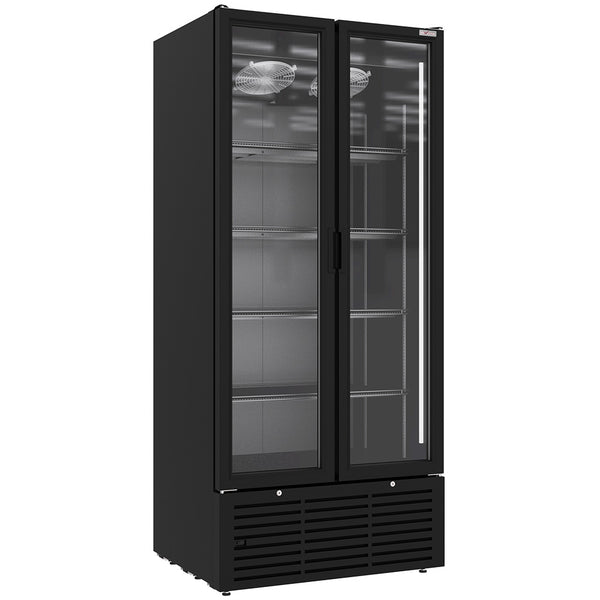 Drink display positive ventilated, 804 liters, 2 hinged doors, BLACK