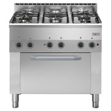 Gas range 5 burners, electric convection oven 4x GN 1/1