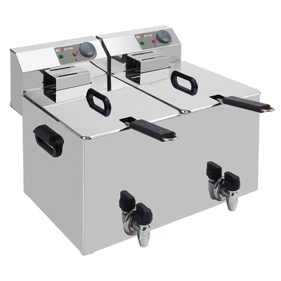 Electric table top fryer 2x 8 liters + tap