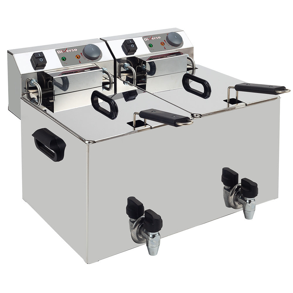 Elektrisk bordfriture 2x 10 liter + vandhane