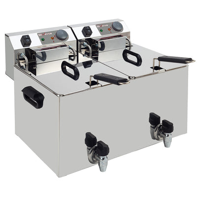 Electric table top fryer 2x 10 liters + tap