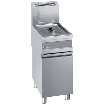 Gas fryer single tank 15 liters on cupboard