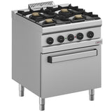Gas range 4 burners, electric convection oven GN 1/1