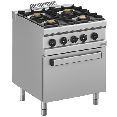 Gas range 4 burners, electric convection oven GN 1/1