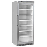 Fryser, statisk, glasdør, 600 liter - rustfrit stål