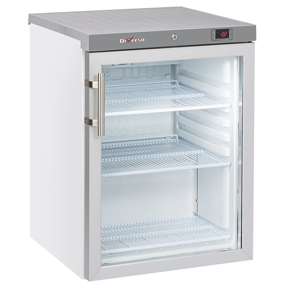Ventileret køleskab, glasdør, 200 liter - hvid