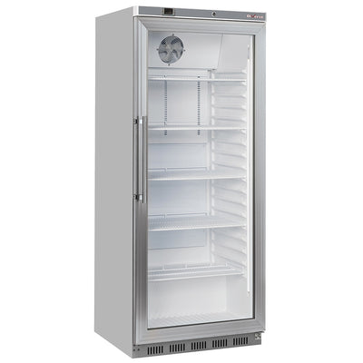 Ventileret køleskab GN 2/1, glasdør, 600 liter. rustfrit stål