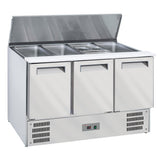 Kølet saladette med låg 4x GN1/1-150 mm + reserve 3 døre GN 1/1