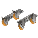 Sæt med 4 hjul, 2 med bremse + 2 omega modul 400