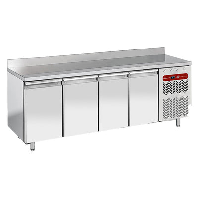 Vægkølet bord, ventileret, 4 døre EN 600x400, 760 liter