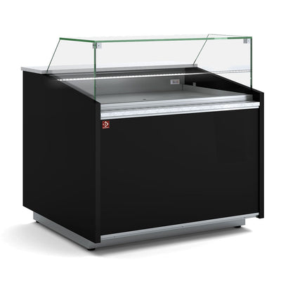 Ventileret displaydisk, lavt glas, med opbevaring - SORT