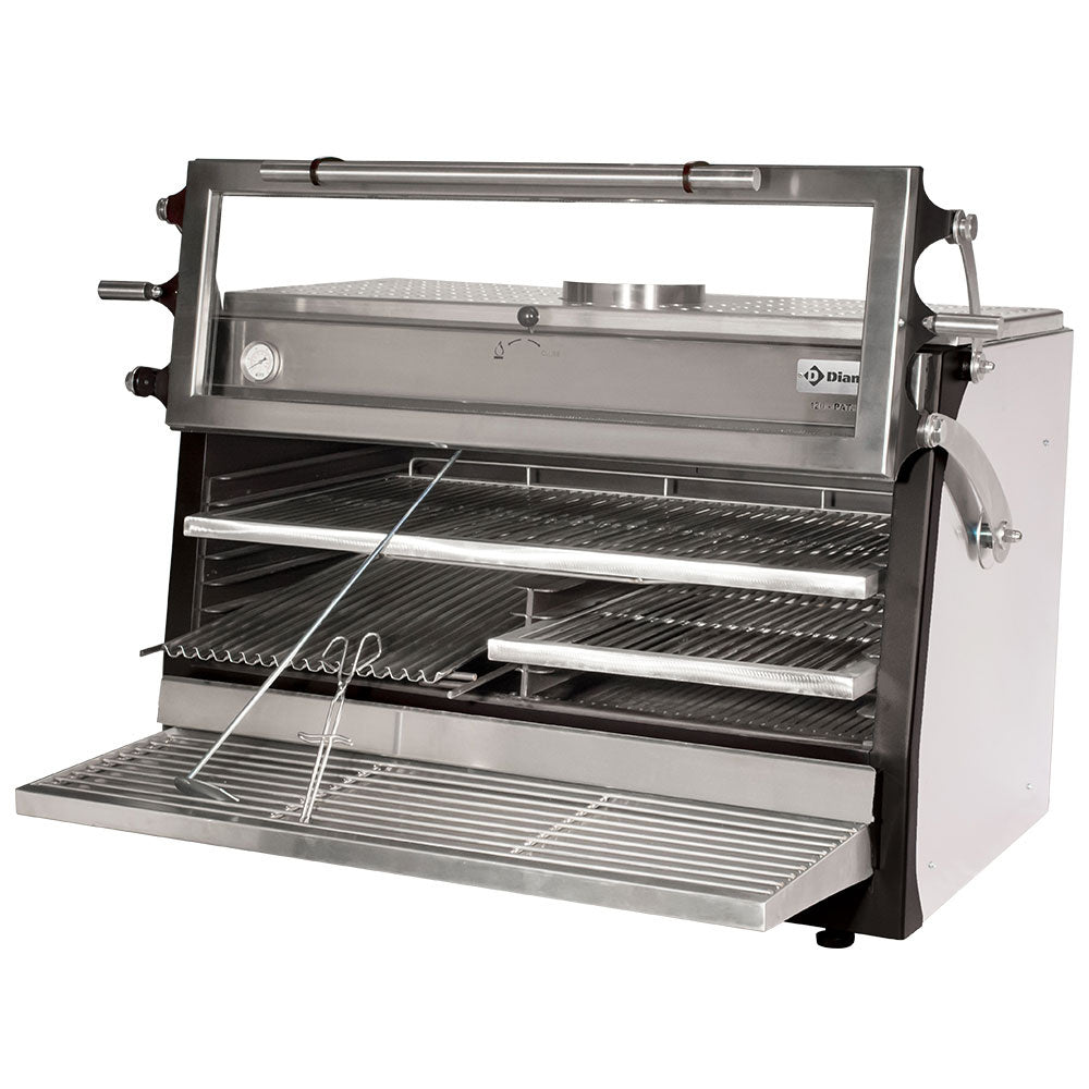 Kulgrill-BBQ, GN 2/1 + GN1/1 (120 Kg/h)- Løftbar dør/ Rustfrit stål