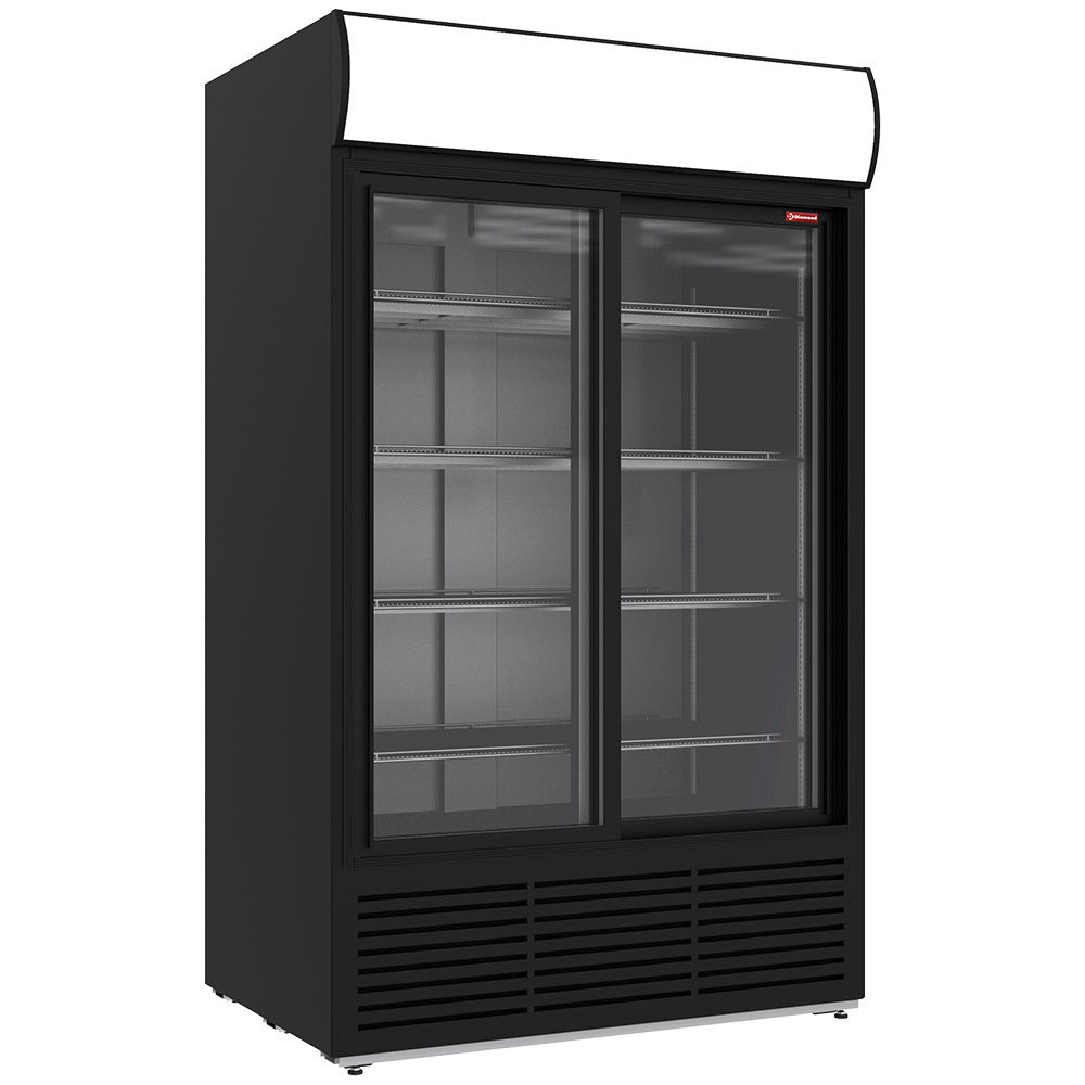 Positive refrigerated display 1230 liters, lightbox, 2 sliding doors - BLACK