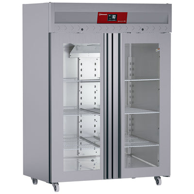 Ventilated refrigerator 1400 liters 2 glass doors GN 2/1, on wheels