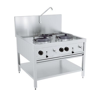 Gas wok bord 2X17KW + 1X9KW