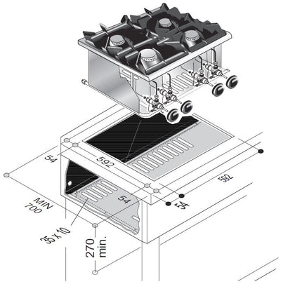 GAS RANGE 4 BU. 14KW