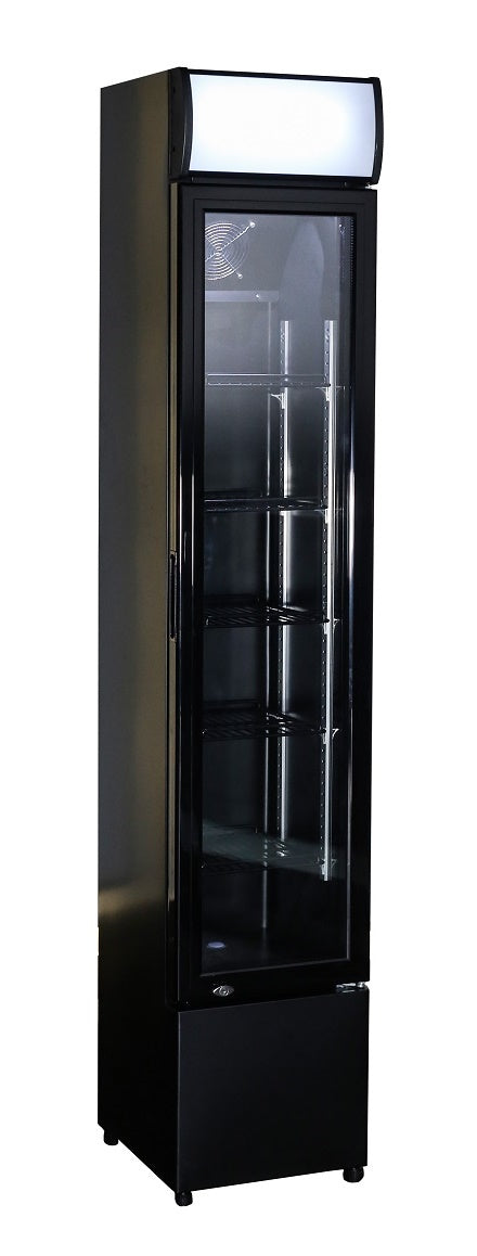 NARROW BLACK GLASS DØR KØLESKAB