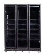 KØLESKAB 3 GLASDØRE SORT NAP-1200 HT - MED DØRVARMER