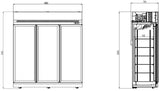 REFRIGERATOR 3 GLASS DOORS BLACK INS-1530R BL