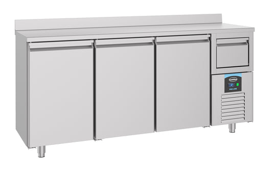 600 refrigerated counter 3 doors  with disposal drawer for coffee