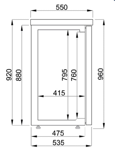 BARCOOLER BLACK 3 GLASS DOORS