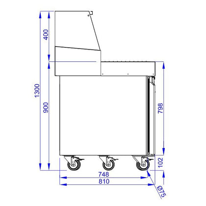 PIZZA COUNTER 2 DØRE 9x 1/3GN CONTAINER