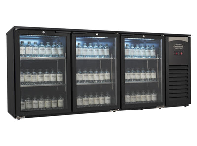 BACKBAR COOLER 3 GLASS DOORS BLACK