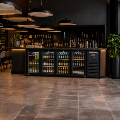 BACKBAR COOLER 4 GLASS DOORS BLACK