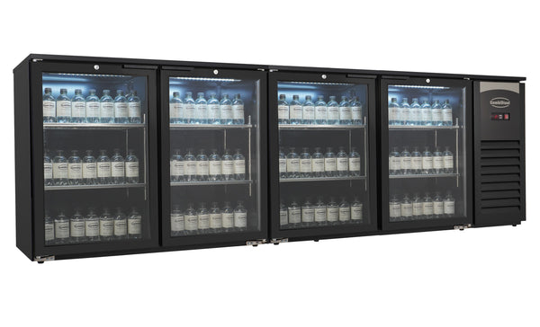 BACKBAR COOLER 4 GLASS DOORS BLACK