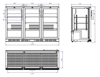BACKBAR COOLER BLACK 3 DOORS