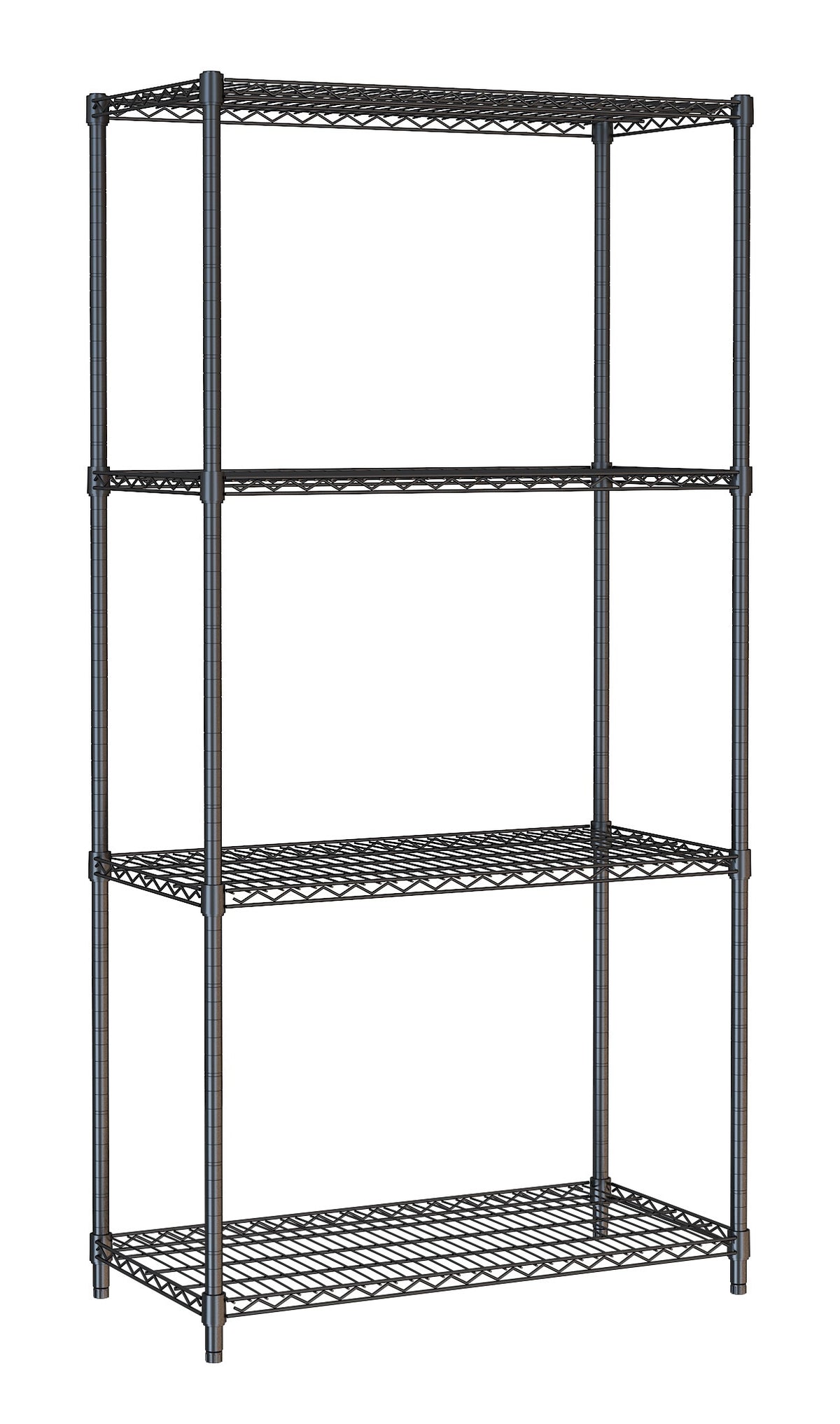 SHELF UNITS 4 LEVELS 900 BLACK FLAT PACKED
