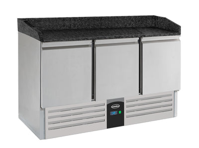 PIZZA COUNTER 3 DOORS BLACK GRANITE WORKTOP