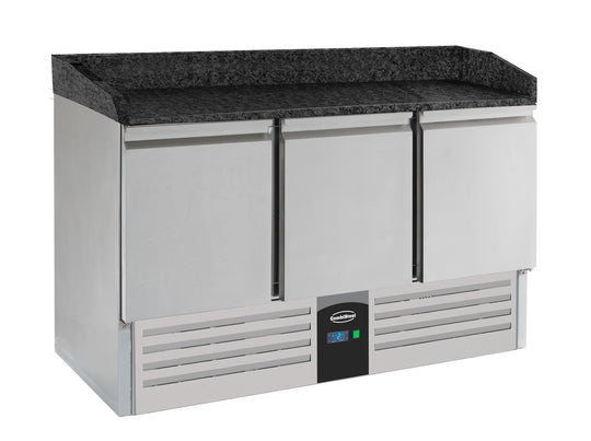 Pizzabord med 3 døre og sort granit bordplade