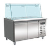 700 refrigerated counter with glass cover 2 doors  3x 1/1 + 3x 1/6gn container
