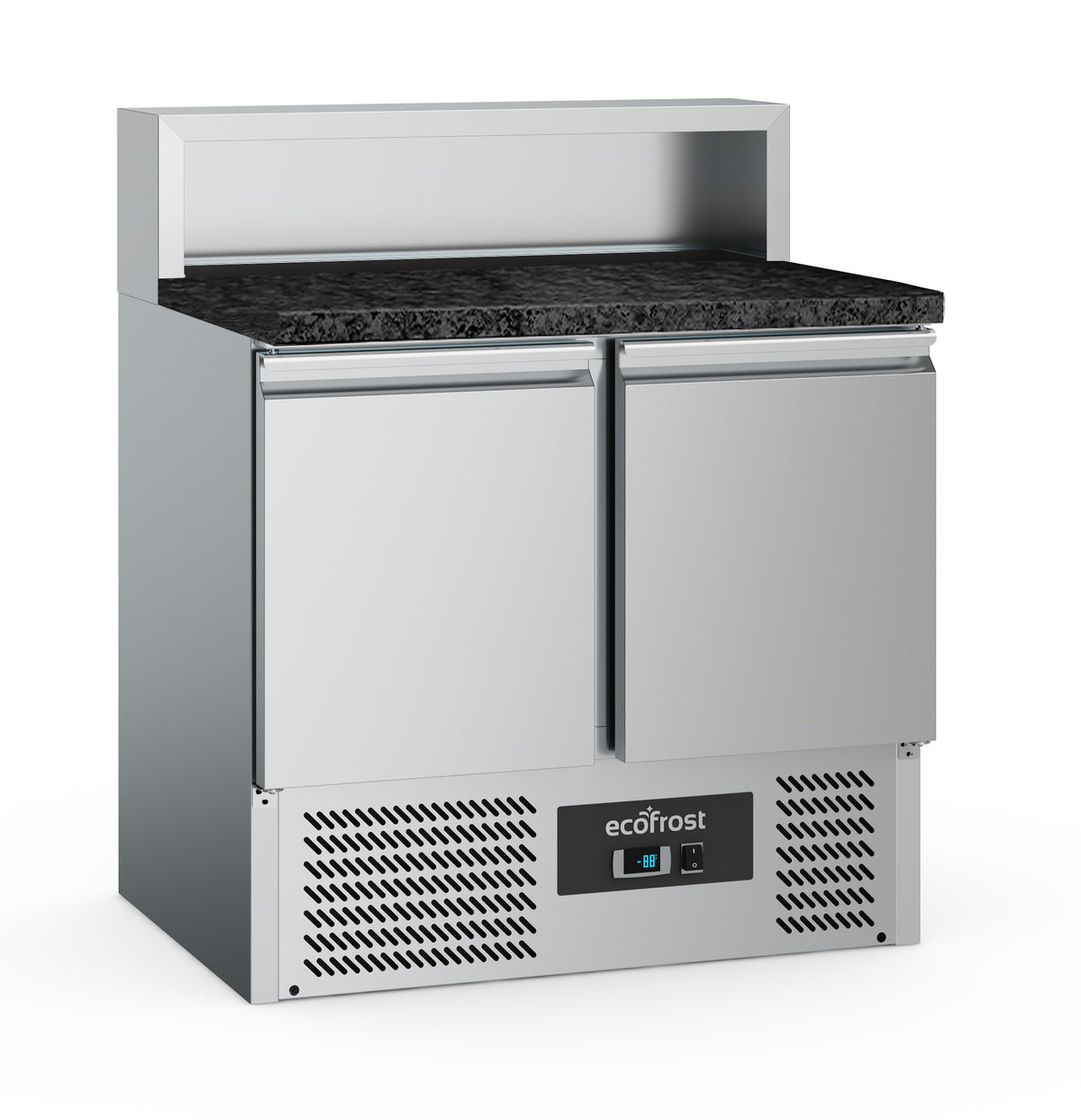 PIZZA COUNTER 2 DOORS 5x1/6GN CONTAINER BLACK GRANITE WORKTOP