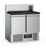 PIZZA COUNTER 2 DOORS 5x1/6GN CONTAINER BLACK GRANITE WORKTOP