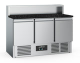 PIZZA COUNTER 3 DOORS 8x1/6GN CONTAINER BLACK GRANIT WORKTOP