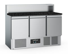 PIZZA COUNTER 3 DOORS 8x1/6GN CONTAINER BLACK GRANIT WORKTOP