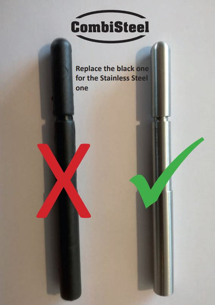 Stainless steel pressure pen coldroom lock, when installing  coldroom change black plastic pen for stainless steel version